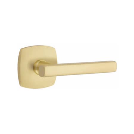 Emtek Freestone Lever Dummy Pair with Urban Modern Rose for 1-1/4 in to 2 in Door Satin Brass Finish 5306FRLUS4